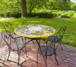 Tavolo in pietra lavica Ø120 cm Uva, Limoni e Girasoli