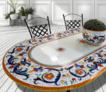 Tavolo in pietra lavica 200x100 cm ovale Ricco Deruta