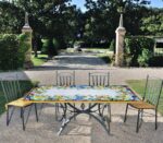 Tavolo in pietra lavica decorato a mano 200x100 cm Fantasia di Frutta