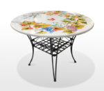 Tavolo in pietra lavica Ø110 cm decorato a mano Tuscany