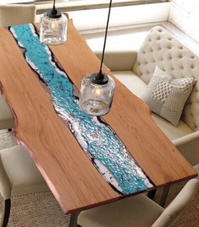 Tavolo in pietra lavica e legno linea Life Oceanside