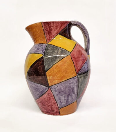 brocca in terracotta decorata maiolica Ficola Deruta 1