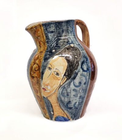 brocca in terracotta decorata maiolica Ficola Deruta 2