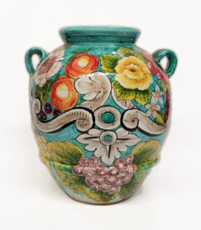 vaso in terracotta decorata maiolica Ficola Deruta 4