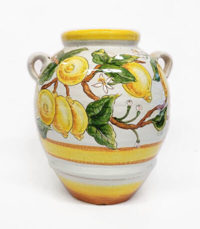 vaso in terracotta decorata maiolica Ficola Deruta 3