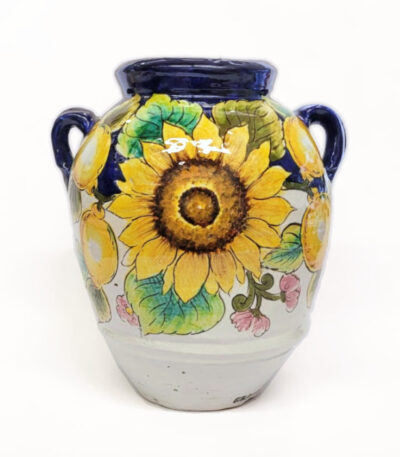 vaso in terracotta decorata maiolica Ficola Deruta 8