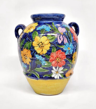 vaso in terracotta decorata maiolica Ficola Deruta 15