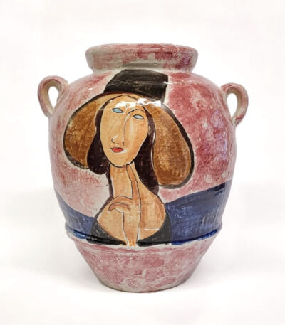 vaso in terracotta decorata maiolica Ficola Deruta 16