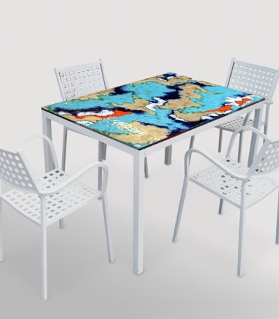 Tavolo in pietra lavica moderno 140x80 cm Laguna