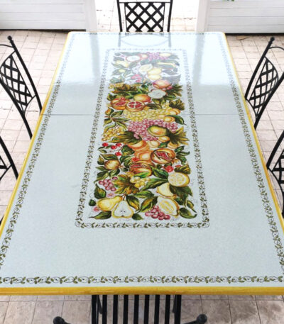 Tavolo in pietra lavica su terrazzo 250x100 cm Frutta centrale