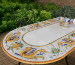 Tavolo in pietra lavica 200x100 cm ovale Raffaellesco da giardino