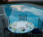 Tavolo in pietra lavica Ø120 cm Oceano Blu da esterno