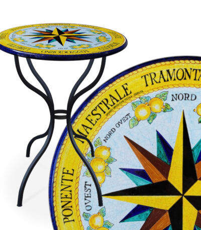 Tavolo in pietra lavica Ø60 cm Rosa dei Venti