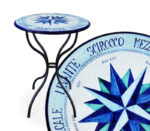 Tavolo in pietra lavica Ø60 cm Rosa dei Venti Blu