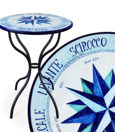 Tavolo in pietra lavica Ø60 cm Rosa dei Venti Blu