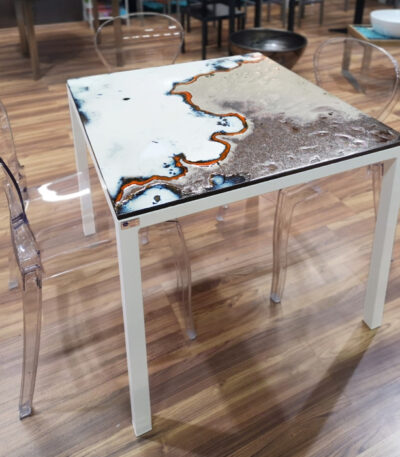 Tavolo in pietra lavica design moderno 80x80 cm Gold Coast