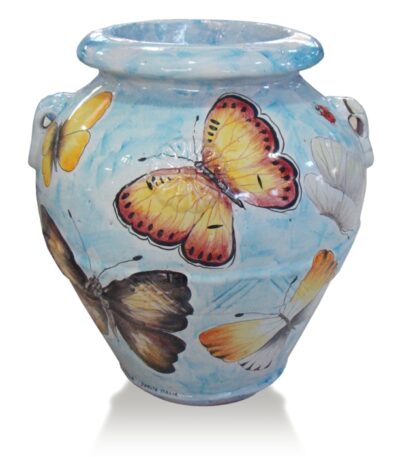 vaso orcio toscano in terracotta decorato Ficola Deruta 3