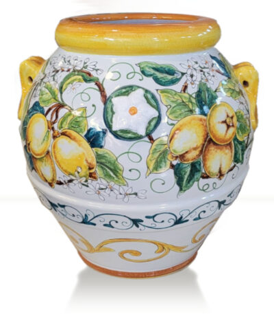 vaso orcio toscano in terracotta decorato Ficola Deruta 5